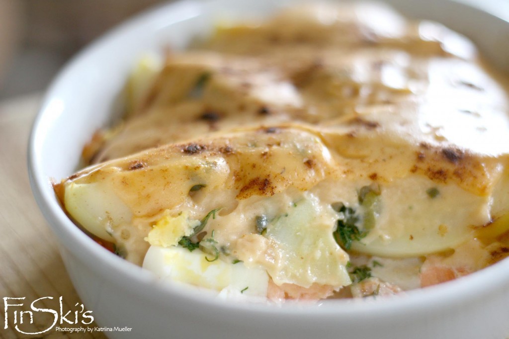 Smoked Salmon Gratin with a Dry Salsa Verde