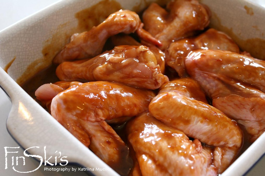 Sticky Chicken Wings w/ Spinach and Almond Rice