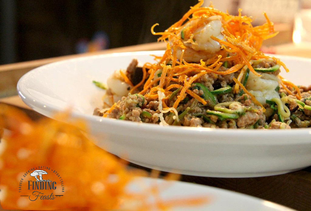 Pork & Prawn Stir Fry w/ Zucchini Noodles & Sweet Potato Sticks