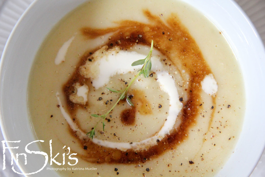 Leek & Potato Soup w/ Onion Puree and Oil
