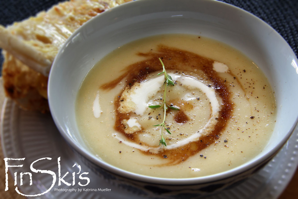 Leek and Potato Soup w/ Caramelised Onion Oil