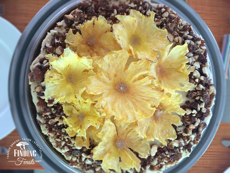 Finding Feasts - Carrot & Ginger Cake w/ Pineapple Flowers