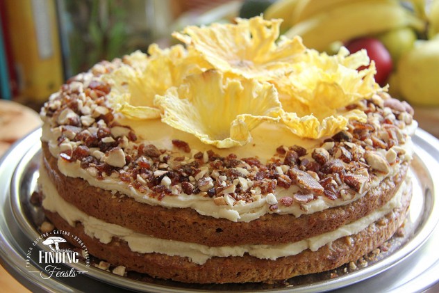 Carrot & Ginger Cake w/ Pineapple Flowers