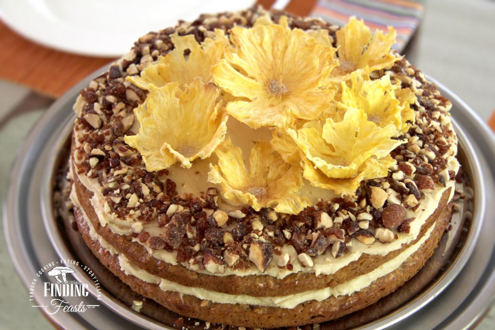 Carrot & Ginger Cake w/ Pineapple Flowers