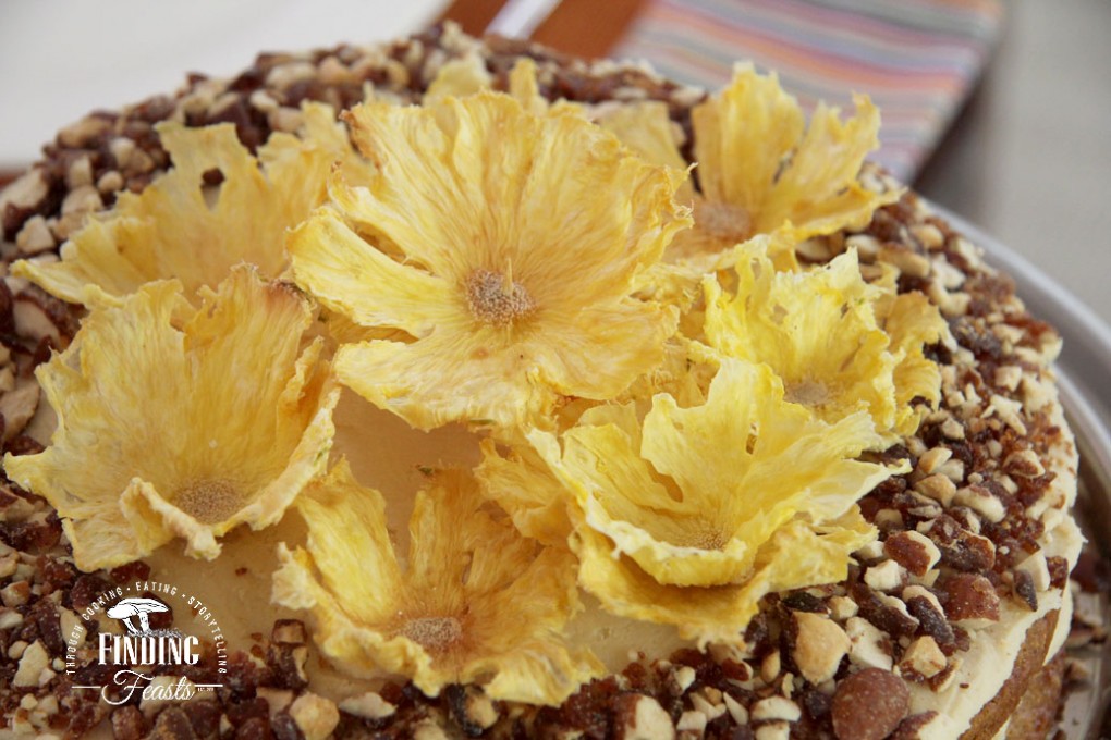 Finding Feasts - Carrot & Ginger Cake w/ Pineapple Flowers