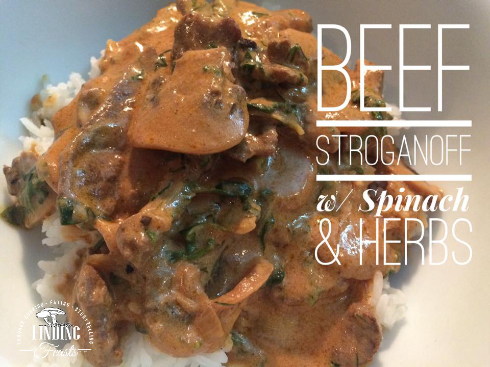Beef Stroganoff w/ Spinach and Herbs