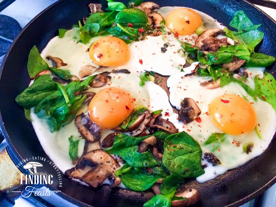 Eggs w/ Spinach and Mushrooms 