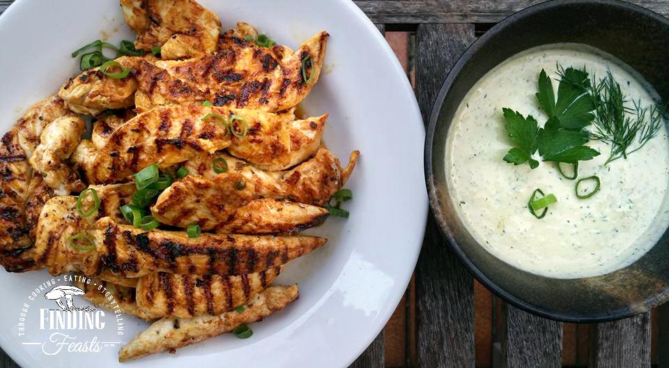 Grilled Tumeric and Oregano Chicken with Green Goddess Dressing