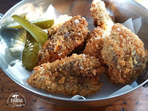 Crumbed Chicken Livers w/ Dill Pickles