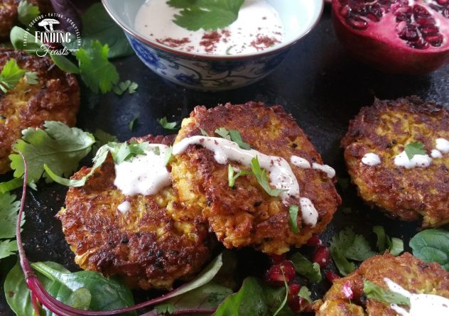 Finding Feasts - Roasted Curry Cauliflower Fritters