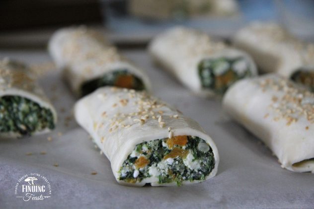 Roasted Pumpkin Spinach Feta Rolls