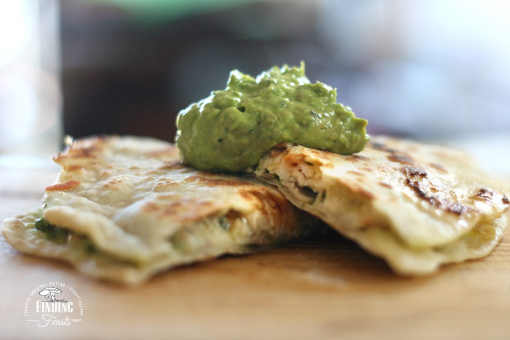 Chicken Quesadilla w/ Avocado & Miso Dressing