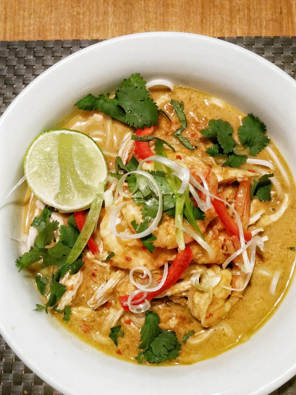 Prawn & Chicken Laksa (Thai Coconut Curry Soup)